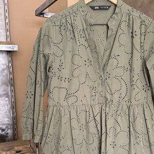 Zara Green Eyelet Dress